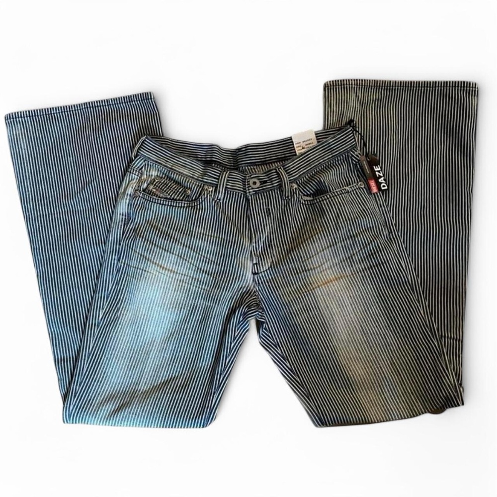 NWT Vintage Deadstock Diesel Daze Flare Jeans Railroad Stripe